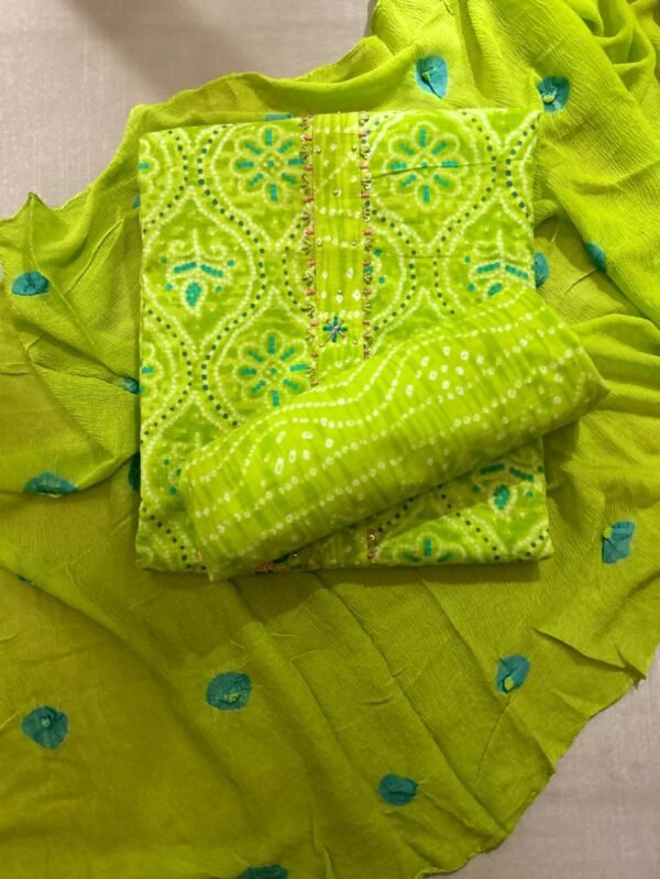 Neon pure cotton badhej print suit fabric set